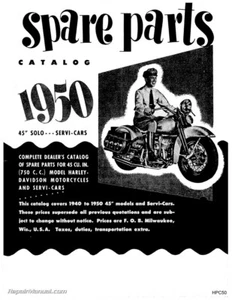 1940-1950 Harley-Davidson 45 Cubic Inch 750cc Solo Servi-Car Parts Manual - Picture 1 of 1