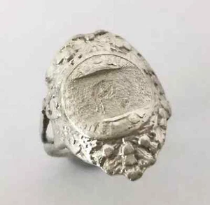 Vintage schottischer Clan massiver Sterling 925 Silber Siegelring Pinky Monogramm "R" Gr. J - Bild 1 von 9