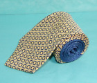 014-TOMMY HILFIGER GEOMETRIC YELLOW- BLUE men's tie 100% Silk Made in USA