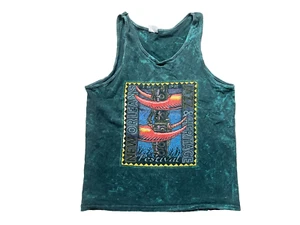 Vtg NEW ORLEANS JAZZ & HERITAGE Green TIE-DYE TANK TOP Summer Gym Shirt Adult XL - Picture 1 of 4