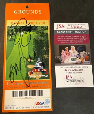 Rickie Fowler/G. McDowell/Etc. Signed x3 Open Ticket JSA AUTOS PGA Golfers WOW! - Image 1 of 4