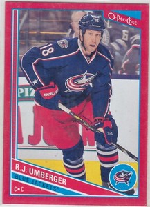 13/14 O-PEE-CHEE...R.J. UMBERGER...RED REDEMTION...CARD # 68...BLUE JACKETS