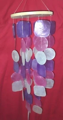 Handmade Shell Wind Chimes Capiz Shell Wind Chime Outdoor Indoor LARGE - Image 1 of 2