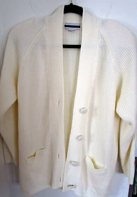 Cárdigan Largo Slv V Botón Marfil De Colección Talla M Boyfrend Suéter J Moore ¡COMO NUEVO! Foto 1 de 4