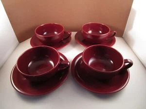 Vintage Vernon Kilns Ware Casual California Mahogany Red Brown 4 Cups Saucers B - Picture 1 of 9
