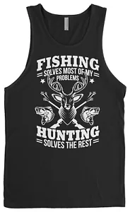 La pesca resuelve la mayoría de los problemas camiseta sin mangas para hombre regalo de caza - Imagen 1 de 7