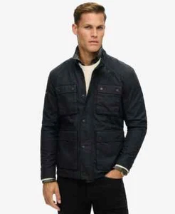 Superdry The Merchant Wax Giacca Moto Cerata Surplus Goods Blu scuro Nuova Navy - Foto 1 di 6