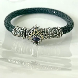 🦋Bracciale HE Barbara Bixby Diamante Ametista Pavone Nero Stingray Sterling 18K - Foto 1 di 7