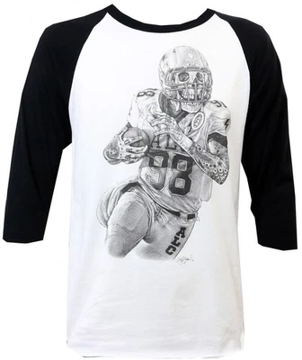 ALC APPAREL Touchdown Calavera Fútbol Tatuaje Street Wear Camiseta Raglán M NUEVA Foto 1 de 2