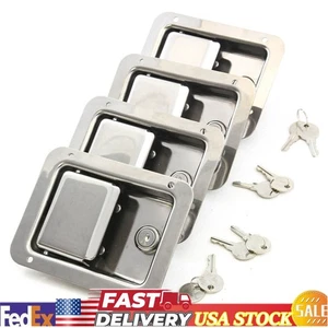 4x Trailer Paddle Door Latch Handle RV Truck Tool Box Lock Stainless Steel + Key - Imagen 1 de 23