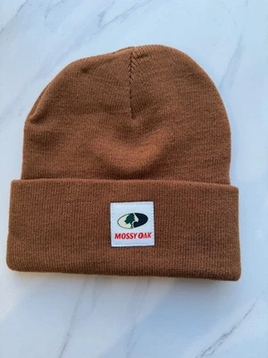Mossy Oak Beanie Hat Brown Knit Cuffed Winter Cap Hunting Outdoor New - Image 1 of 4