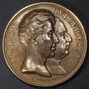 Medalla 1829 Francia Carlos X Luis XVIII Estatua equestre Gatteaux Raro BU - Imagen 1 de 2