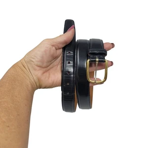 Trafalgar schwarz Cortina Ledergürtel Herren 30 handgefertigt USA Messingschnalle zeitlos - Bild 1 von 12