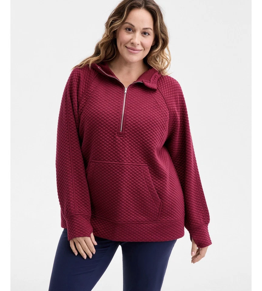 Sudadera con Capucha ID Ideology Mujer Relajada Acolchada Media Cremallera Arándano Talla Grande 1X Foto 1 de 3