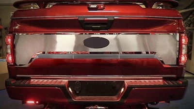 Placa de puerta trasera de acero inoxidable cepillado con moldura pulida para F-150 2018 con logotipo ovalado de Ford Foto 1 de 2