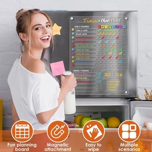 Clear Dry Erase Board Magnetic Fridge Chore Chart Acrylic Weekly Planner NuLAr - Picture 1 of 12