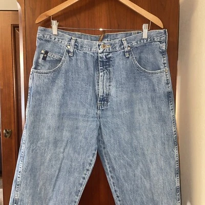 Pantalones de mezclilla con botones informales de pierna ancha Twenty X lavado claro para hombre talla 36x34 azul Foto 1 de 4