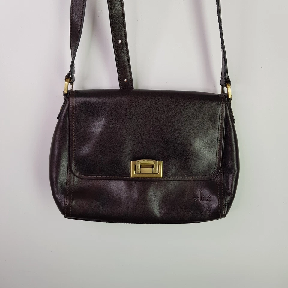 Bolso de Mano Cellini Pequeño de Cuero 19x26cm Marrón Dorado Bandolera de Hombro Ajustable Foto 1 de 4