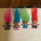 Vintage 1 1/2” Trolls1992 Ace Novelty Pink Blue Green Red Jewel Belly (Lot of 4)