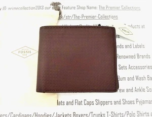 FOSSIL Bifold Leather Wallet Mens Hart Wine ID Coin Wallets in Dust Bag NEW R£55 - Picture 1 of 8