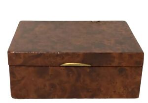 ANTIQUE ASIAN 1870 BURL VENEER NAIVE PRIMITIVE VICTORIAN JEWELRY TRINKET BOX*