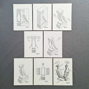 Ilustración Original Arte Tallado en Madera Dibujos Pájaro Escultura Diagramas H.Turner - Imagen 1 de 7
