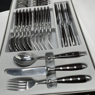 24-tlg BESTECK LANDHAUS Rostfrei mit 3 NIETEN GRIFF-Braun 6 Pers.ovp Reg9/a - Bild 1 von 4