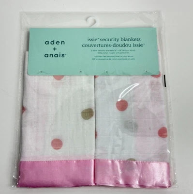 Aden + Anais Pink Brown Tan White Polka Dot Muslin Satin Baby Security Blanket - Image 1 of 4