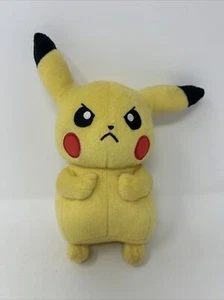 Pokémon Tomy Pikachu Plush Toy Stuffed Animal Frowning Angry 2017 Yellow 8 Inch - Picture 1 of 2