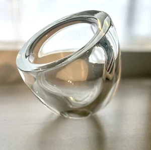 Jarrón redondo MCM transparente firmado a mano vintage de Murano Barbini bola cenicero vidrio artístico - Imagen 1 de 6
