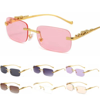 Gafas de sol rectangulares sin montura elegantes gafas cuadradas sin marco gafas color caramelo Foto 1 de 4