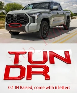Gloss Red Domed letters compatible with TOYOTA TUNDRA 2022 23 Front insert - Picture 1 of 7