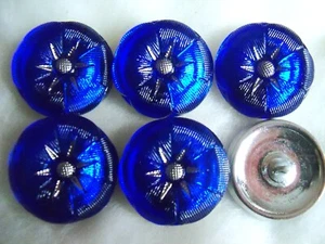 CZECH GLASS BUTTONS ( 6PCS) GORGEEOUS PLATINUM (22mm) M 025 - Picture 1 of 1
