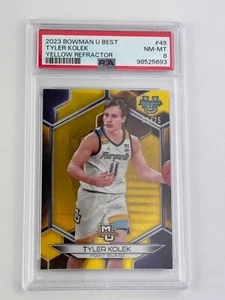 2023 Bowman U Best Tyler Kolek 49 Yellow Refractor 1/75 PSA 8 - Marquette Knicks - Bild 1 von 3