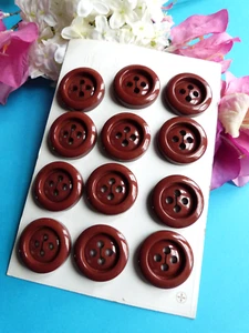 61/ Splendid Plate 12 Large Brown Buttons Retro Buttons B S France Vintage - Picture 1 of 5