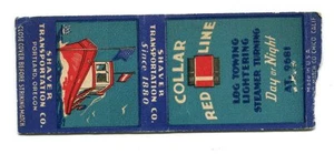 Vintage Matchbook Cover RED COLLAR LINE Shaver Transportation Portland OR ships - Picture 1 of 2