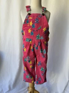 Vintage Pierre Bonèe Toddler Girl Pink Clown Corduroy Overalls Size 4 - Picture 1 of 16
