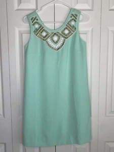 Lilly Pulitzer Shift Sabrina Dress Mint Green Beaded Back Full Zip Sz XS NWT - Picture 1 of 5
