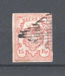 Switzerland ~ 1852 Rayon III - Small Numeral 15, Type 4, Sc# 11 signed (B272) - Picture 1 of 2