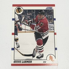 1990-91 Score Chicago Blackhawks Hockey Card #135 Steve Larmer