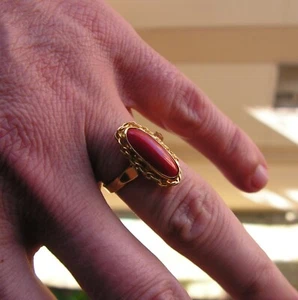 Ring Coral Red AKA color RING SIZE 8 LAST Made in Italy 925 SIlver - Picture 1 of 8