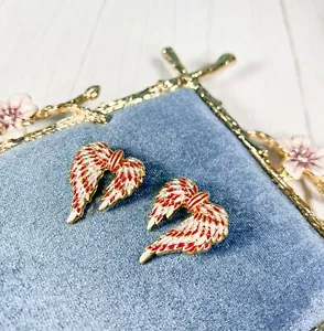 Angel Wing Earrings, White Feather Earrings, Angel Wing Stud, Fairy Wing Earring - Picture 1 of 7