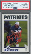 Vince Wilfork 2004 Topps Chrome Football Rookie Signed Card #182 Auto PSA