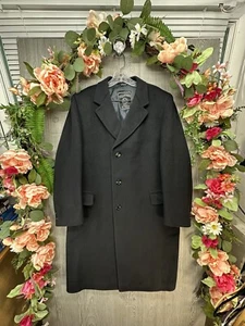 Kashmara Overcoat Men 42R Alpacuna Lined Long USA Union VTG Dark Navy Blue - Picture 1 of 13