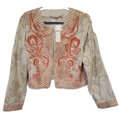 SOFT SURROUNDINGS $128 Embroidered Beaded Cropped Lined Jacket Top Size 1X - Image 1 of 4