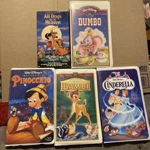 Disney Masterpiece Collection VHS Tapes Set Of 4 And VHS All Dogs Go To Heaven - Picture 1 of 14