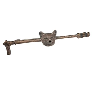 Vintage Fox Head & Riding Crop Bar Pin Jagdmotiv Silber (800-Sterling)  - Bild 1 von 8