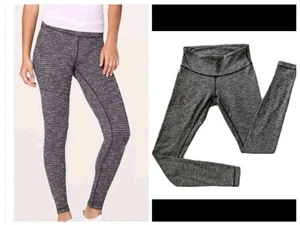 Lululemon Wunder Under Pant High Rise Luon Coco Pique Black White Sz 6 Yoga Gym - Picture 1 of 12