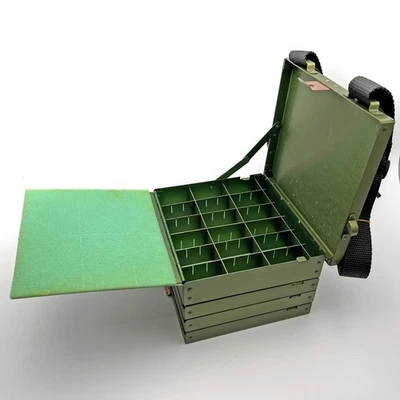 New Vintage 4-Tray Richardson Fye Aluminum Chest Fly Fishing Box Orvis Green - Image 1 of 4