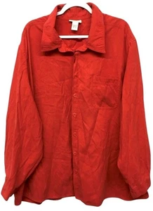 Avenue 30/32 Hemd Oberteil Rot Button Down Wildlederimitat Kragen Langarm - Bild 1 von 7